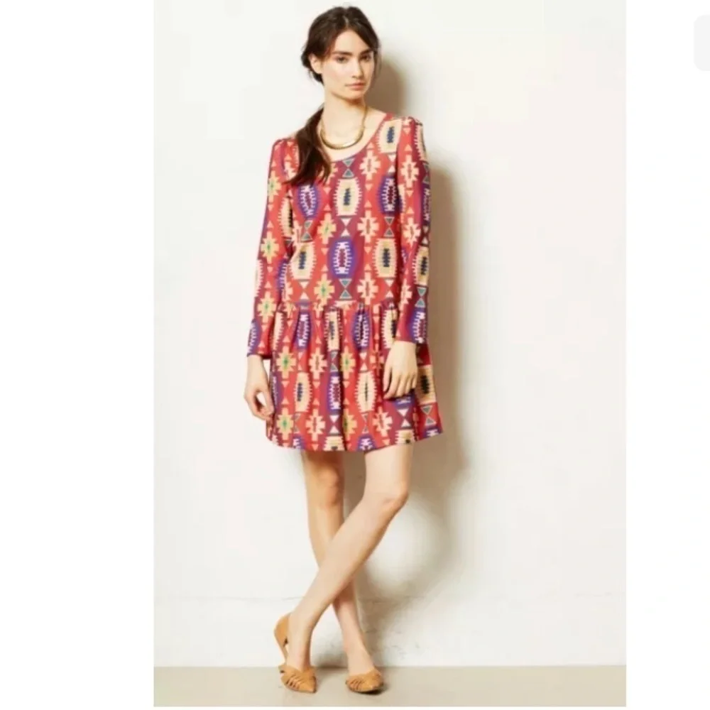 Anthropologie EyeDoll wildfires aztec print babydoll dress